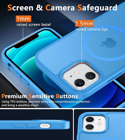 FNTCASE for iPhone 12 Phone Case: for iPhone 12 Pro Magnetic Matte Textured Military Grade Drop Protection Translucent Cell Cover - Slim Durable Shockproof Protective Bumper