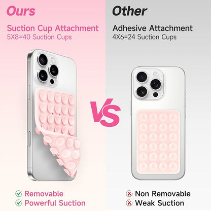 4Pack Silicone Suction Cup Phone Case Mount Double Sided, Phone Accessories Hands-Free Strong Grip Holder for Selfies and Videos, Silicon Phone Stand for iPhone and Android