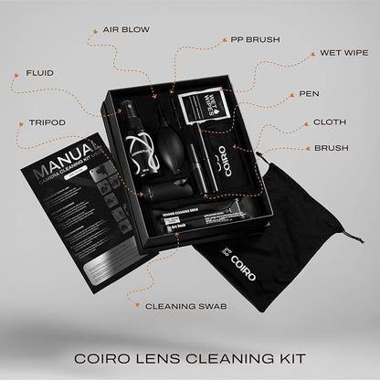 C Coiro Camera Lens Cleaning Kit for DSLR and Sensitive Electronics, 9-in-1 Lens Cleaner Spray, Camera Pen, Blower, Wipes, Sensor Cleaner, Photographer Gifts & Accessories