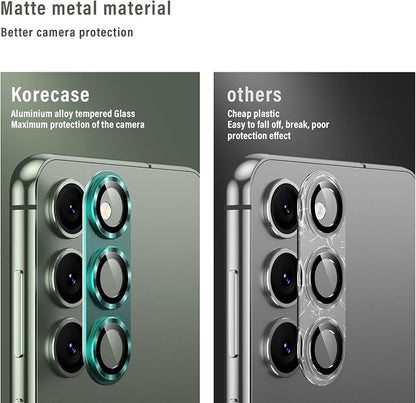 Korecase for Samsung Galaxy S23 / S23 Plus Camera Lens Protector Metal Tempered Glass Camera Cover, Strong Stickiness Rear Lens for Galaxy S23 / Samsung S23 Plus, Silver