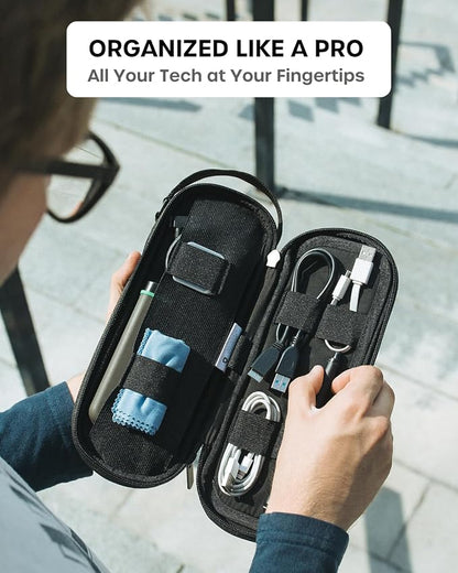 SIDE BY SIDE Electronics Organizer Travel Case for Cables, Charger, Power Bank – Tech Bag for MacBook Accessories, Adapter – Slim Cord Organizer Bag with Gift Box for Travel & Daily Use