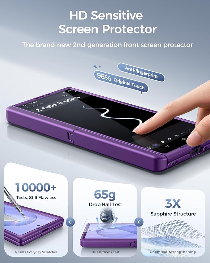 SSLOTSCASE Magnetic for Samsung Galaxy Z Fold 8 Ultra Case, Dark Purple | Stand, Supports Wireless Charging, Hinge Protection, Screen Protector, Raised Edges Protect Lens, Hard Shockproof Phone Cover