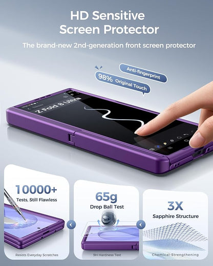 SSLOTSCASE Magnetic for Samsung Galaxy Z Fold 8 Ultra Case, Dark Purple | Stand, Supports Wireless Charging, Hinge Protection, Screen Protector, Raised Edges Protect Lens, Hard Shockproof Phone Cover