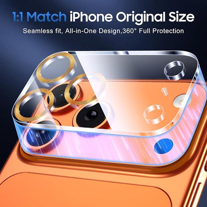 UniqueMe 3 Pack Compatible for iPhone 17 Pro Max Camera Lens Protector - [Drop Protection] [Case Friendly] 9H Tempered Glass Camera Cover Screen [Update New Version] - Orange