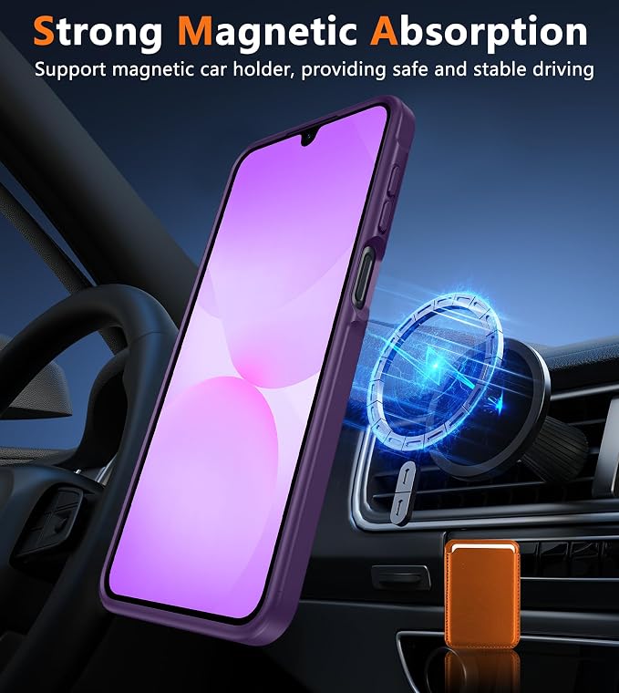 FNTCASE for Galaxy A26 5G Phone Case: Magnetic Matte Translucent Military Grade Drop Protection Cell Phone Cover - Slim Rugged Durable Shockproof Protective for Samsung A26 Cases - Purple