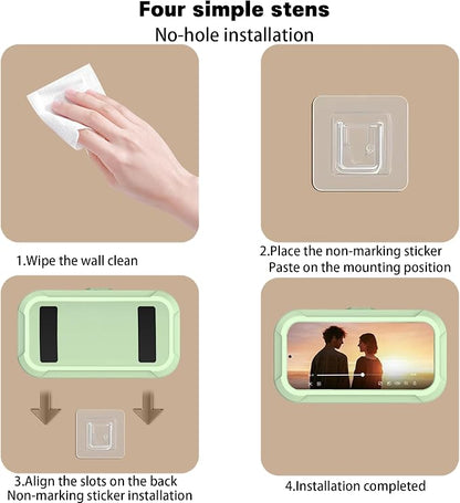 360° Rotatable Retractable Adjustable Shower Phone Case Holder,Anti-fog HD & sensitive screen ,Wall Mounted Phone Holder for Bathroom Mirror Bathtub Kitchen,Shower Accessories for 4-7" Phones (mint)