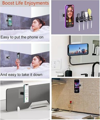 OCEANLOVE for MagSafe Wall Mount Magnetic Phone Holder, Self-Adhesive, 360 Rotatable, Waterproof, Compatible with iPhone 17/16/15/14/13/12,All Phones, Shower Mirror Car Glass Bathroom Kitchen(Black)