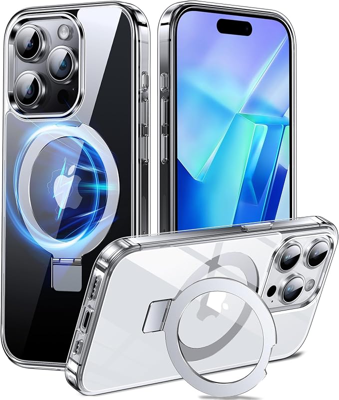 Chicfun 3-in-1 [Magnetic+Kickstand+Ring Holder] for iPhone 15 Pro Max Case Stand Ring Holder Compatible with MagSafe, Military Shockproof Protective Matte iPhone 15 Pro Max Phone Case Kickstand Cover