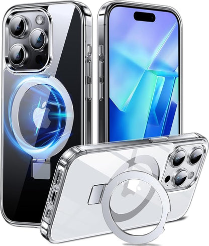 Chicfun 3-in-1 [Magnetic+Kickstand+Ring Holder] for iPhone 15 Pro Max Case Stand Ring Holder Compatible with MagSafe, Military Shockproof Protective Matte iPhone 15 Pro Max Phone Case Kickstand Cover