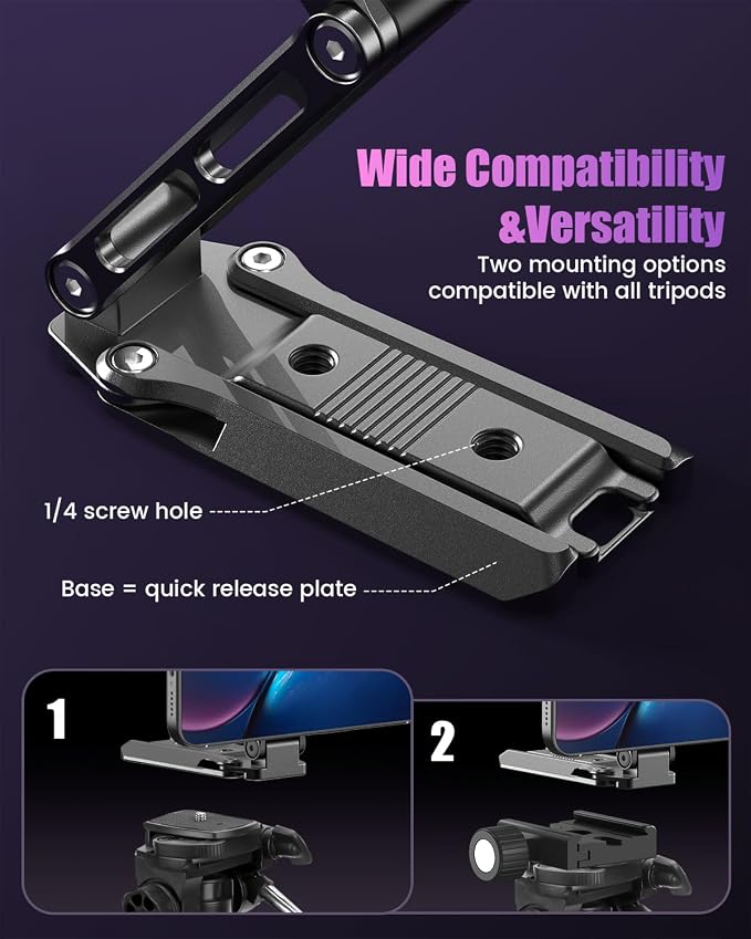 CAMBOFOTO Magnetic Phone Tripod Stand for iPhone, Aluminum Strong Magnetic Pocket Cell Phone Stand, Arca-Swiss Compatible with iPhone 17 16 15 14 13 12 Series/Android (Gray)
