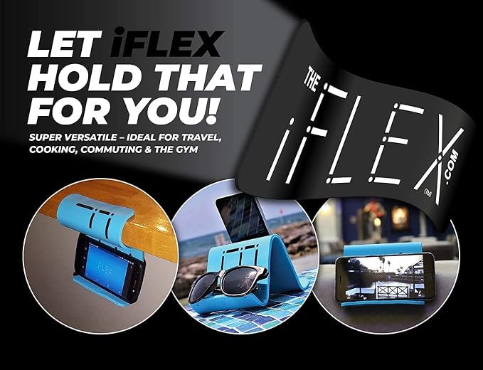 iFLEX Adjustable Cell Phone Stand and Tablet Stand for Work and Home – Flexible Phone Holder is The Perfect iPhone Stand for Video Calls and Holds Any Device – Non-Slip Grip, Strong and Durable