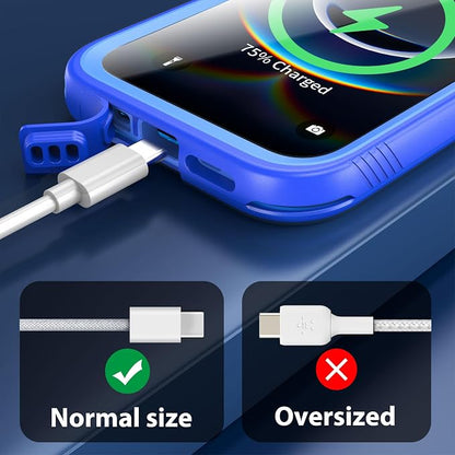 SPORTLINK for iPhone 16e/17e Waterproof Phone Case - Built in Screen & Camera Lens Protector,6.6FT Military Dropproof/Shockproof/Dustproof/IP68 Underwater for iPhone 16e/17e 6.1 inch Frosted Blue