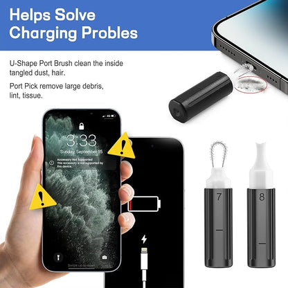 iPhone Cleaning Kit CleaniKu Phone Cleaner - iPhone Charging Port Cleaning Tool, Multi-Tool Phone Repair Restore with Speaker Cover, USB C Cleaning Kit for Lightning Cables,Connectors,Speakers,Airpod