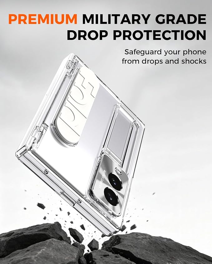 NINKI Transparent Cover for Samsung Galaxy Z Fold 8 Case with Strap & Screen Protector, Shockproof Full Body Hinge Protection + Stand for Galaxy Fold 8 Cover Slim Grip for Samsung Z Fold 8 Case Clear
