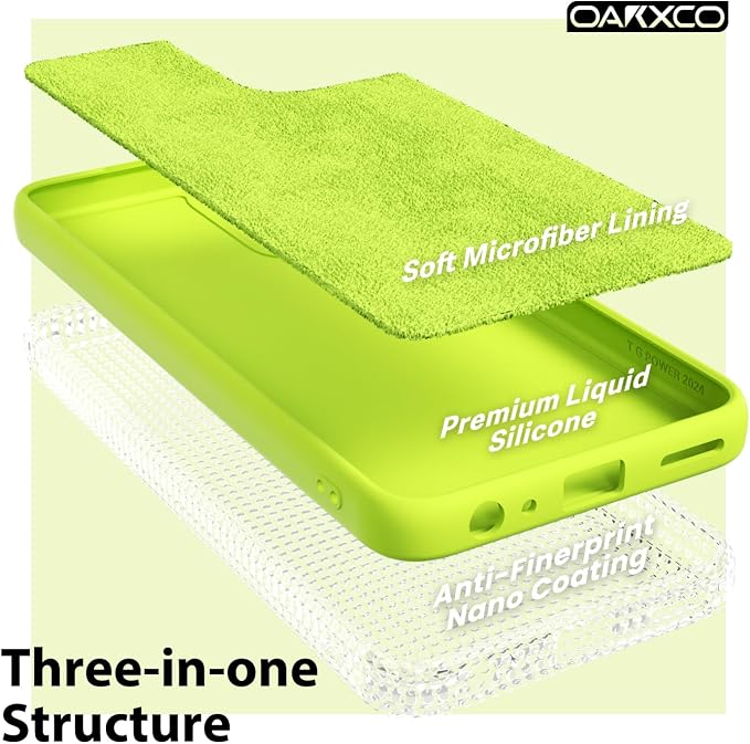 oakxco for Motorola Moto G Power 5G 2024 Phone Case Liquid Silicone, Neon Bright Solid Color, Thin Slim Soft Rubber Gel Matte TPU Plain Simple Cover for Women Girl Cute, Lime Neon Green