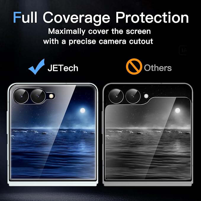 JETech Front Screen Protector for Samsung Galaxy Z Flip 7, 3-Pack | Full-Coverage PET Film, HD Clear, Case-Friendly Design