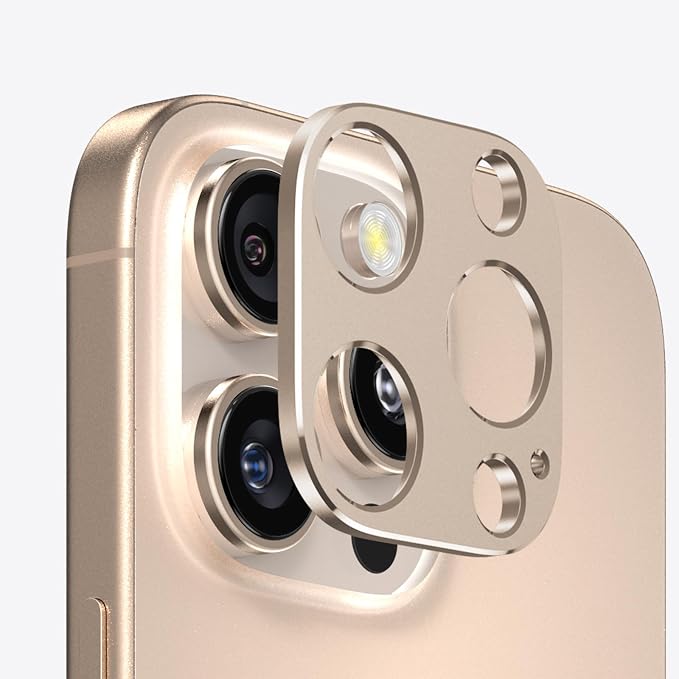 Camera Lens Protector Bumper for iPhone 16 Pro Max/iPhone 16 Pro,No Glass Flat Design, Rose gold