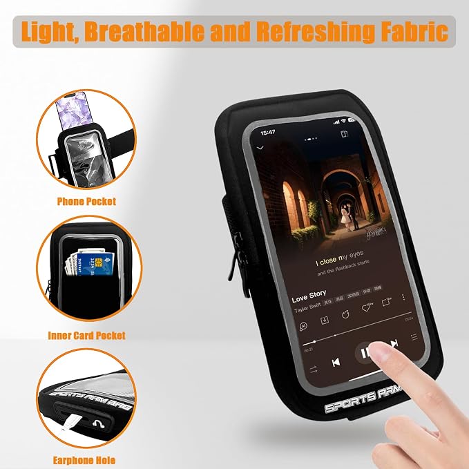 Wristband Phone Holder for Running - Forearm Phone Armbands - Running Armband with Card Slot for iPhone Pro Max Plus 17/16/15/14/13 Pro Max Samsung Galaxy S23/S22, Cell Phone Holder up to 7" (Black)