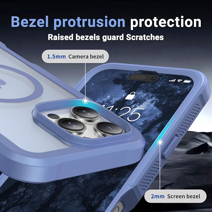 jaroco Magnetic for iPhone 16 Pro Max Case, [Compatible with MagSafe][Military Grade Drop Protection][Heavy Duty Protection][Non-Slip][Shockproof] 2-Layer Durable Bumper Phone Case 6.9''-Blue Purple