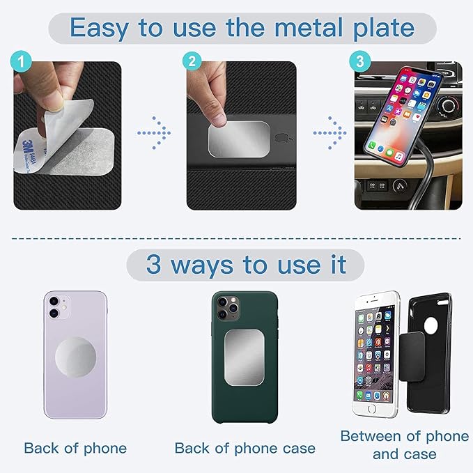 SALEX Replacement Metal Plates Set 16 Pack for Magnetic Mount, Wall, Case, Magnet, Craft - Kit of 16 Matte Silver Small 0.8" x 1.6" Iron Discs Without Holes - 3M Adhesive Backing. 16 Pack
