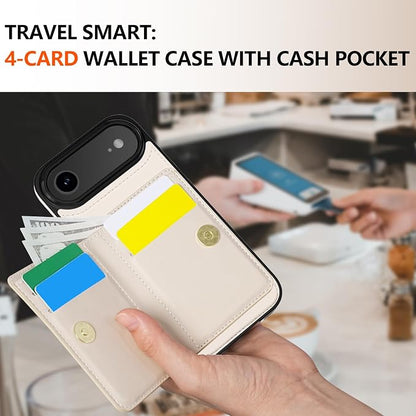 LOHASIC for iPhone 17 Air Case Wallet with Card Holder, 360° Rotation Ring, RFID Blocking, 5 Card Slots, PU Leather 6.5" Cover for Apple 17 Air Men Women, Ivory White