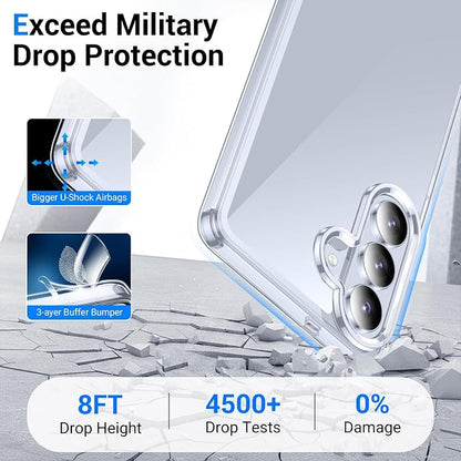 Red2Fire for Samsung Galaxy S26 Case 6.3 Inch,[Crystal Clear][Military Grade Drop Protection] Shockproof Phone Case with 2 Pack Screen Protectors, Anti-Yellowing Slim Cover,Clear