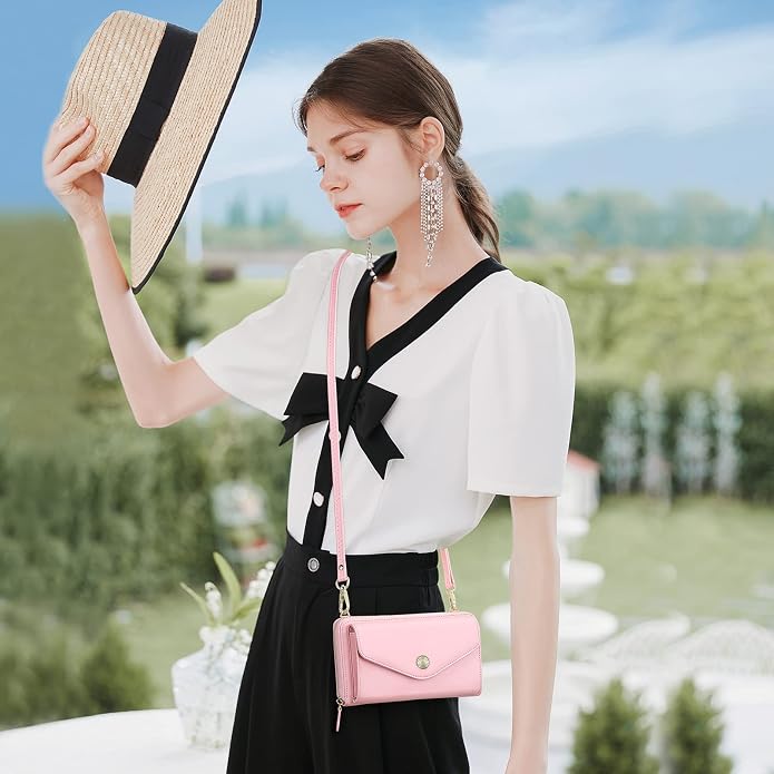 Peacocktion Crossbody Bags for Women RFID Wristlet Wallets Travel Vegan Leather Small Clutch Purses with Phone Pocket Zipper