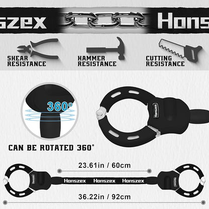 Electric Scooter Locks Anti Theft, E Scooter Phone Holder & Scooter Chain Lock with Key, Heavy-Duty Anti-Theft Lock with Waterproof Storage Bag, Accessories for Electric Scooters and Bicycles
