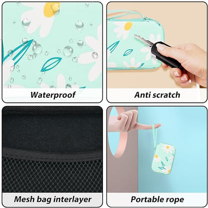 Phone Charger Case Storage Set with Chrysanthemum Cable Protector with Carrying Cable Case Bag,Cord Organizer, USB Earphone Wire Saver Organizer Charger Protector for iPhone (Blue Chrysanthemum)