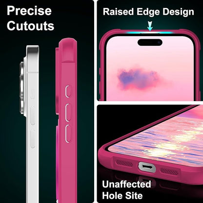 360° Magnetic Swivel Ring for iPhone 16 pro case, Built-in Metal Stand and Ring Holder, Magsafe Compatible, Military Grade Protection, Shockproof - Rose Pink