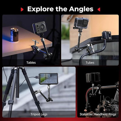SMALLRIG Magic Arm with Super Clamp for Action Cameras, Camera Clamp Mount for GoPro Hero 13/12/11, for DJI Osmo Action 5 pro/4/3, for Insta360 Ace Pro 2, with 1/4" Screw for Monitor/LED Lights