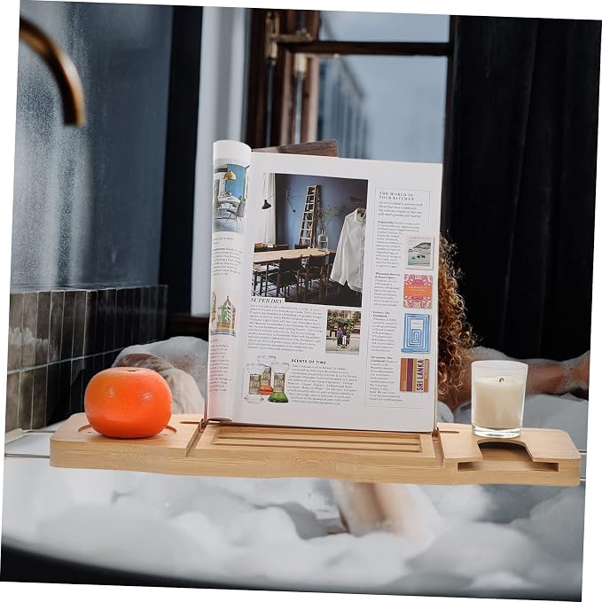 BESTOYARD Adjustable Bath Tray for Bathtub Non- Bath Tray Phone Holder Towel Storage for Relaxing Snacks Movies