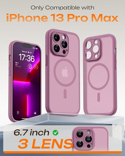 TOCOL for iPhone 13 Pro Max Case, Compatible with Magsafe Charger, Full Camera Protection, Translucent Matte for iPhone 13 Pro Max iPhone Case 6.7 inch (Lilac Purplee)