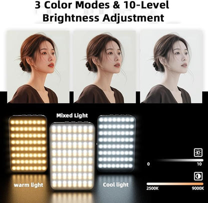 Magnetic Phone Light - 3 Color Temperature, 160 LED Selfie Light with Clip for Phone, Camera, Laptop, iPad, 3000mAh Portable Video Light for Tattoo/TikTok/Vlog/Zoom Calls/Makeup (White)