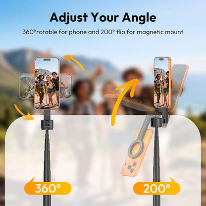 ULANZI Phone Tripod,SK26 44.5'' Magnetic Selfie Stick for Magsafe w Remote, Portable Tripod for iPhone 17 Pro Extendable Cell Phone Stand Lightweight for Vlog Travel Recording Streaming Selfies