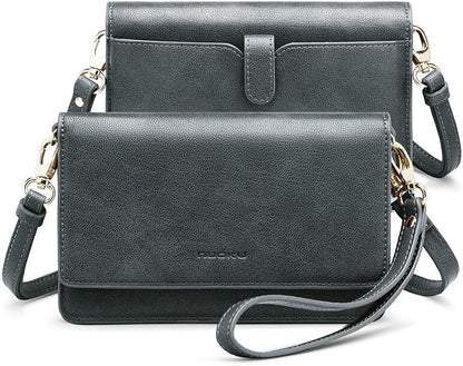 nuoku Women Small Crossbody Bag Cellphone Purse Wallet with RFID Card Slots 2 Straps Wristlet