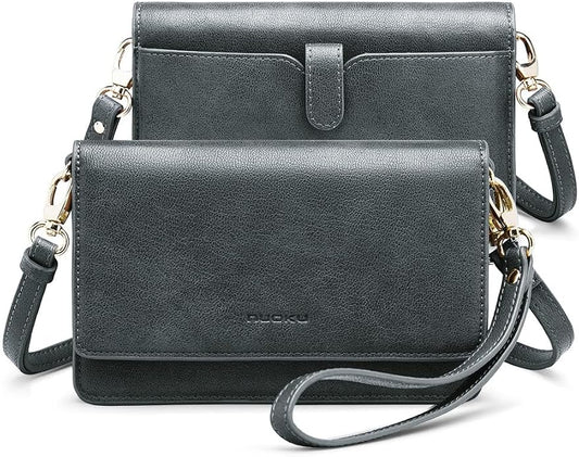 nuoku Women Small Crossbody Bag Cellphone Purse Wallet with RFID Card Slots 2 Straps Wristlet
