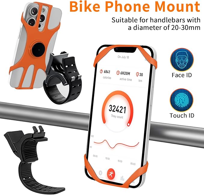 3in1 Phone Holder for Running,Arm Band/Wrist Holder/Bike Mount,Phone Armbands 360° Rotation & Detachable Fit All 4.5-7" Phone for iPhone 17/16/15/Pro/14/13/12/mini/Pro Max/XS/XR (Orange)