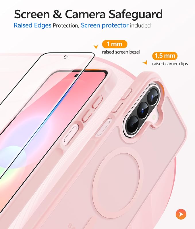 FNTCASE for Galaxy A27 5G Phone Case, Fit for Magsafe, Screen Protector | Translucent Matte, 14FT Military Grade Drop Protection, Slim Shockproof Protective, for Samsung A 27 4G Cover, Light Pink