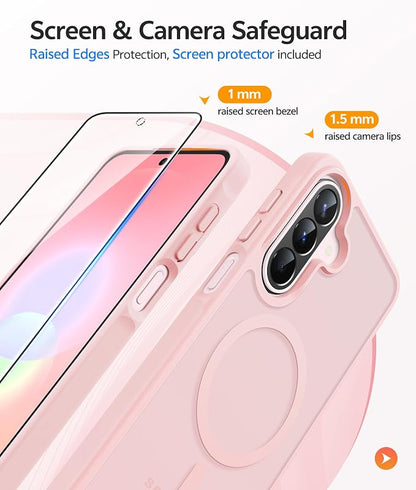 FNTCASE for Galaxy A27 5G Phone Case, Fit for Magsafe, Screen Protector | Translucent Matte, 14FT Military Grade Drop Protection, Slim Shockproof Protective, for Samsung A 27 4G Cover, Light Pink