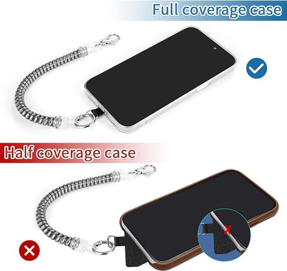 Doormoon 2* Phone Lanyard Tether with 4* Patch, iPhone Lanyard Anti Theft Phone Strap for Outdoor Hiking Climbing, Silver