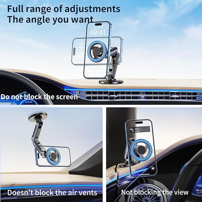 Ultra-Strong Suction Cup Phone Mount for Car - Anti-Shock & Noiseless Dashboard & Windshield Holder, 360° Adjustable Hands-Free Mount for All Smartphone (6)