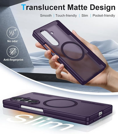 for Samsung Galaxy Z Fold 8 Ultra Case,[Compatible with MagSafe][Built-in HD Screen Protector & Kickstand][Hinge Protection] Translucent Matte Shockproof Phone Case for Z Fold 8 Ultra,Purple