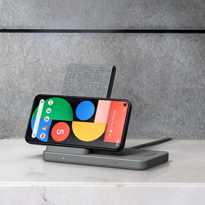 iOttie iON Wireless Duo CERTIFIED BY GOOGLE 15W Stand + 5W Pad Qi-Certified Charger | Compatible with Google, Google Pixel, Pixel Buds | Includes Power Cable & Adapter | Dark Grey