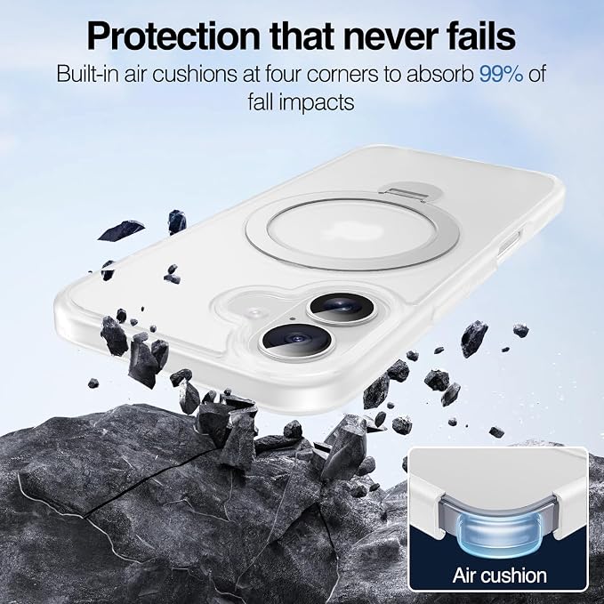 Anqrp 360° All-in-ONE Stand Case for iPhone 16 Case with Rotatable Magnetic Kickstand Ring Holder, Compatible with MagSafe, MIL-Grade Shockproof iPhone 16 Phone Case Cover 6.1 inch, Mist Matte Clear