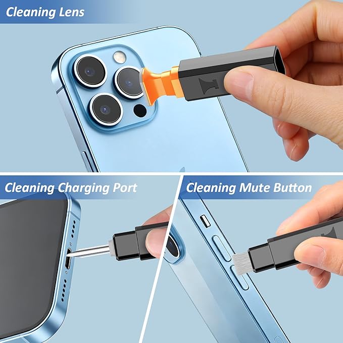 13-in-1 for iPhone Cleaning Kit Charging Port Cleaner- Multi-Tool Phone Cleaner for Repair iPhone AirPods Pro iPad (Type C) Charging Port Speaker, Lightning Cables, Connectors with Portable Case