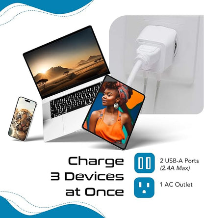 Ceptics South Africa, Botswana Travel Adapter Plug With Dual USB + USA Input - Type M - Ultra Compact - Safe Grounded Perfect for Cell Phones, Laptops, Camera Chargers and More (CTU-10L)
