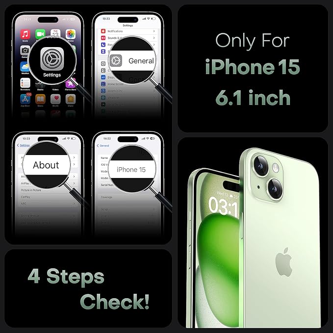 TOCOL for Phone 15 Case, Compatible with Magsafe Charger, Full Camera Protection, Drop Protection, Translucent Matte Phone Case for iPhone 15 6.1 inch (Light Green)