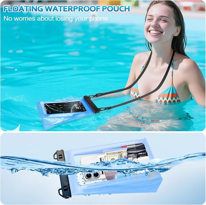 2 Pack Large Waterproof Phone Pouch, IPX8 Double Sealing Floating Waterproof Bag for iPhone 17 16 15 14 Pro Max Sumsang S25 S24 Google All Devices
