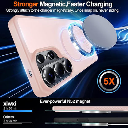 For Samsung Galaxy S26 Ultra Case with Kickstand,1*Screen Protector,[Compatible with Magsafe]Translucent Matte Military-Grade Protection,Magnetic Phone Case for Samsung Galaxy S26 Ultra,6.9"-Pink